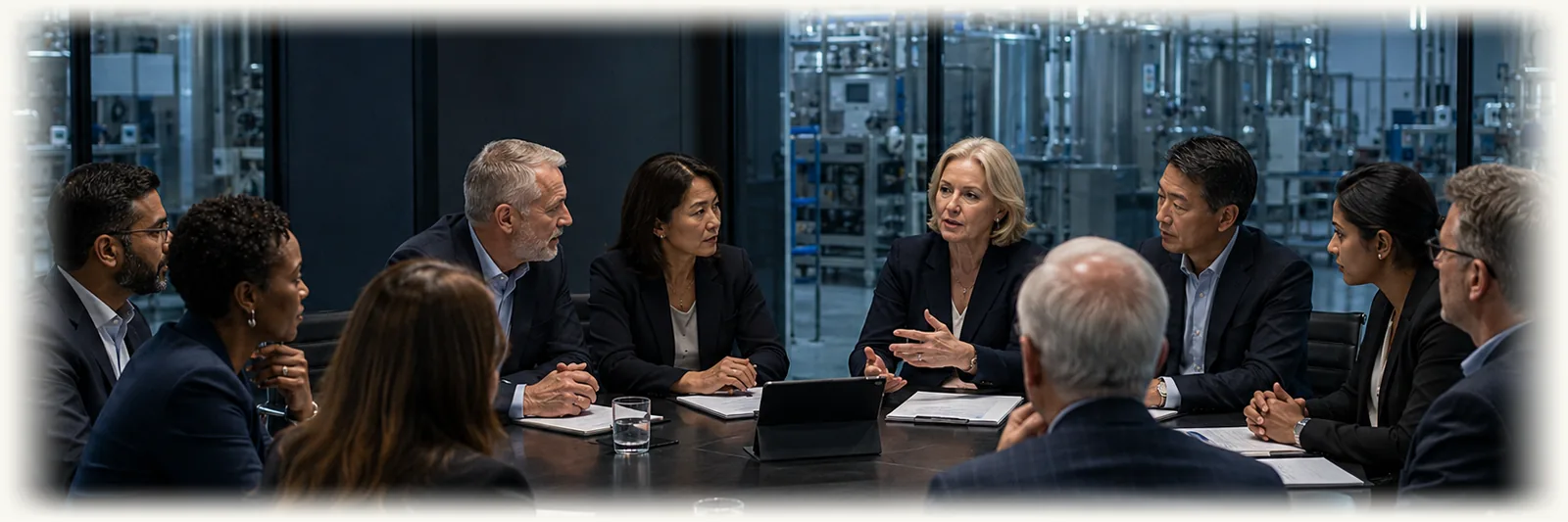 Convened board of technical leaders in session (illustrative)