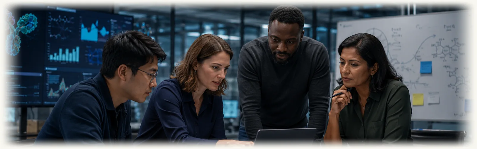 Technical leadership team reviewing program data (illustrative)